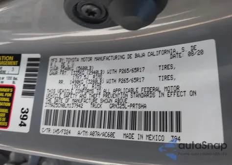 2020 Toyota Tacoma Trd Sport z USA, uszkodzony, nr VIN 3TMAZ5CN0LM137942